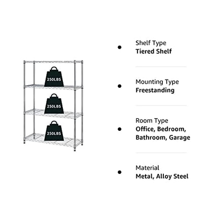 HCY 4-Tier, Shelf Heavy Duty, Shelving Unit NSF Height Adjustable Metal Storage Rack for Laundry Bathroom Kitchen Garage Pantry Organization 1000 LBS - WoodArtSupply