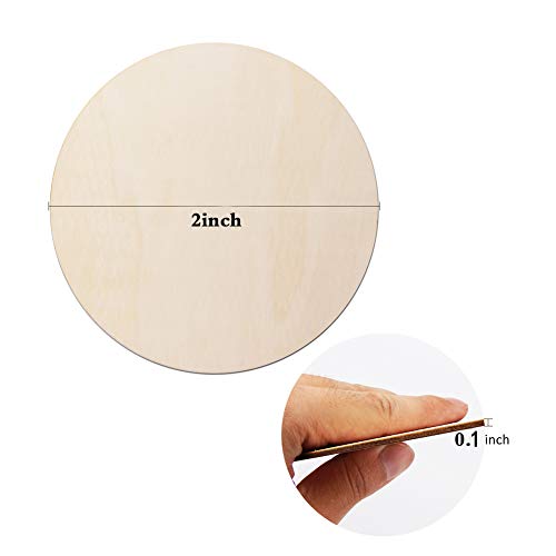 Arroyner 2" Small Wood Circles Round Wood Discs DIY Unfinished Round Blank Wooden for Crafts, School Project, Decoration 120 Pieces - WoodArtSupply