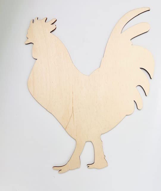 ROOSTER CHICKEN Unfinished Wood Cutout Cut Out 1/8" Thick Shapes Painting Crafts ALL SIZES Texan Wood Crafts