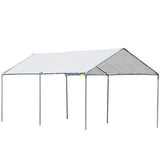 Outsunny 10'x20' Carport Heavy Duty Galvanized Car Canopy with Included Anchor Kit, 3 Reinforced Steel Cables, White Outsunny