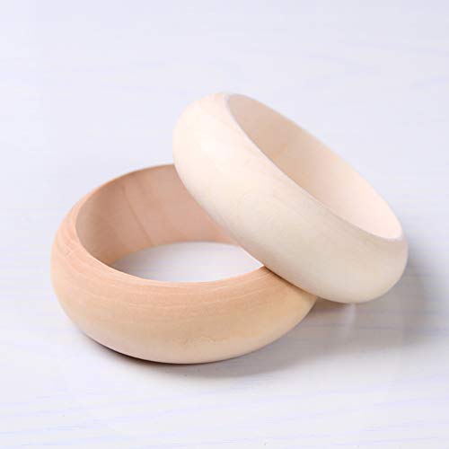 ccHuDE 4 Pcs Blank Unfinished Wood Bangle Bracelets Natural Wooden Rings Wood Circles for Crafts Jewelry DIY 25mm ccHuDE