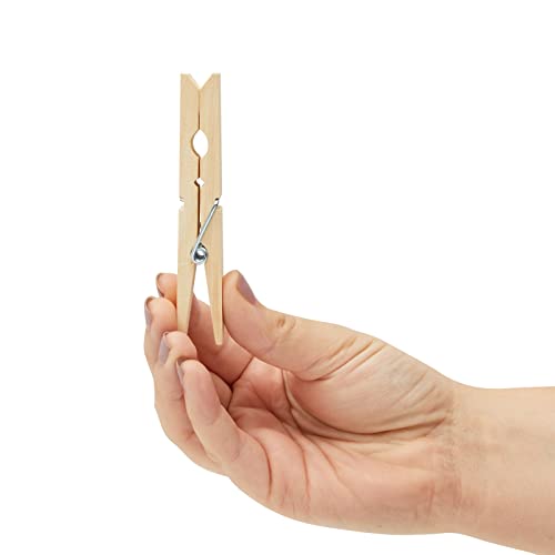 Juvale 100-Pack Large 4 Inch Wooden Clothespins - Heavy Duty Outdoor Clothes Clips for Hanging Clothes, Art, Crafts, Photo Displays - WoodArtSupply