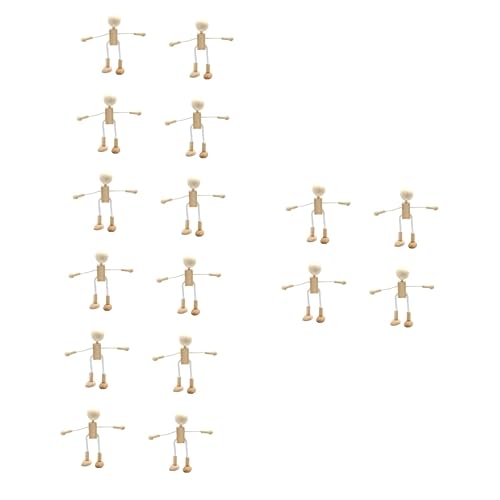 TEHAUX 16 Pcs Unfinished Wooden Doll Peg Doll Kit Wooden Peg Figures Wood Craft Supplies Plain Peg DIY Toys Robots Wooden Shapable Robot Cartoon TEHAUX