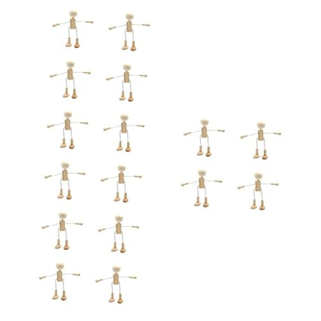 TEHAUX 16 Pcs Unfinished Wooden Doll Peg Doll Kit Wooden Peg Figures Wood Craft Supplies Plain Peg DIY Toys Robots Wooden Shapable Robot Cartoon TEHAUX