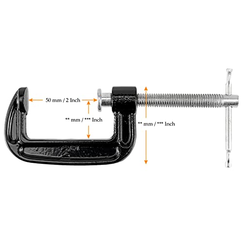 MUKCHAP 10 PCS 2 Inch C-clamp, Small C Clamps, Mini G Clamps for Woodworking or Metal Workpiece, Black MUKCHAP