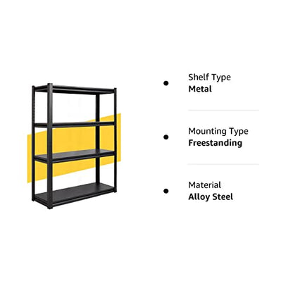 Raybee 40" Wide Garage Shelving Heavy Duty, Garage Storage Shevles Heavy Duty Shelving, Adjustable 4 Tier Metal Shelving, Garage Shelves Heavy Duty