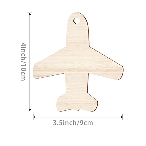 Plane Shape Hanging Wood Aircraft Unfinished Wood with Twines DIY Craft Ornament for Christmas Wedding Birthday Thanksgiving Party Space Theme Party Lamantery