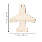 Plane Shape Hanging Wood Aircraft Unfinished Wood with Twines DIY Craft Ornament for Christmas Wedding Birthday Thanksgiving Party Space Theme Party Lamantery