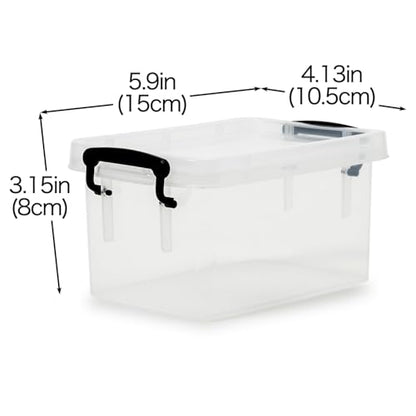 EZOWare Small Clear Plastic Lidded Storage box, 0.7 Quart Small Latch Baskets Organizer Bin Boxes with Snap Tight Lids - 6x4x3 inch, 6 Pack - WoodArtSupply