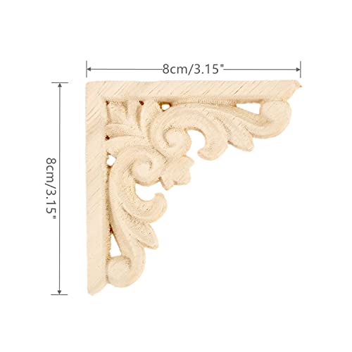 MUXSAM Furniture Applique, 8x8cm/3.15"x3.15", Wood Carved Corner Onlay Unpainted Frame Decal for Wall Cabinet Door Bed Dresser Mirror MUXSAM