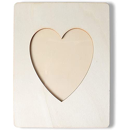 Heart Shaped Unfinished Wood Picture Frames for 4 x 6 Photos (5.9 x 7.9 In, 4 Pack) Bright Creations