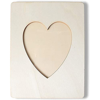Heart Shaped Unfinished Wood Picture Frames for 4 x 6 Photos (5.9 x 7.9 In, 4 Pack)