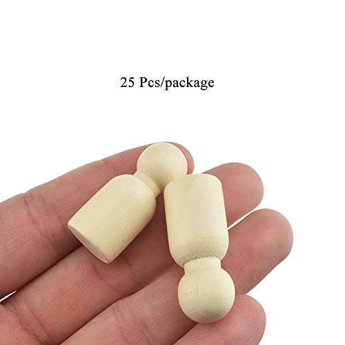 HAHIYO 1.4inches 25PCs Dad-Shape Wooden Peg Dolls Unfinished Wooden People Peg People Unfinished Craft Dolls Wooden Figures Doll Bodies Decorative HAHIYO