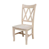 International Concepts Set of Two Double X-Back Dining Chair, 19.9"W x 22"D x 41.3"H, Wood Unfinished IC International Concepts