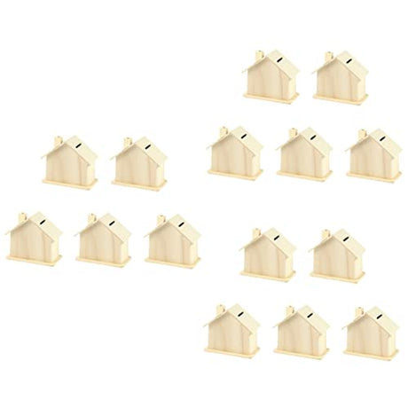 Toddmomy 15 pcs Small House Coin Bank House Craft Kit Unfinished Craft Houses Craft for Kids Unfinished Coin Bank DIY Coin Bank Kid Piggy Bank Doddle Toddmomy
