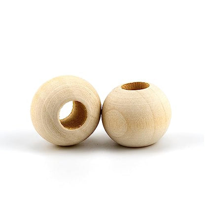 50 Pcs Unfinished Wood Beads for Crafts with Holes 25mm Diameter 3/8" Hole Round Wooden Beads for Craft Natural Color Round Wood Beads Wooden Spacer