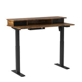 FEZIBO 48 x 24 Inch Height Adjustable Electric Standing Desk with Double Drawer, Stand Up Desk with Storage Shelf, Sit Stand Desk, Rustic Brown FEZIBO
