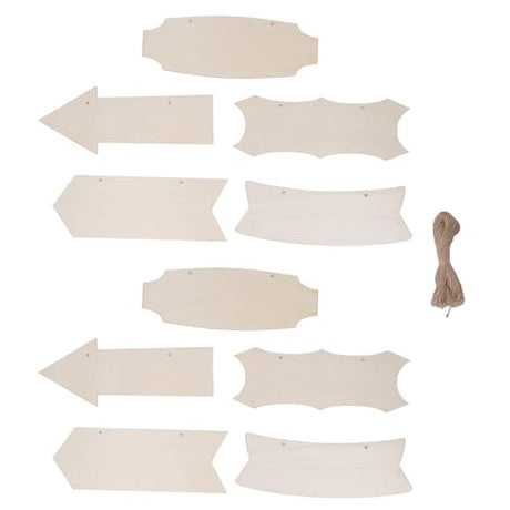 HERCHR Unfinished Wood Ornaments, 10 Pieces Unfinished Wood Sign Unfinished Wood Crafts Wood Blocks for Crafts Unfinished Unfinished Wood Cutting HERCHR