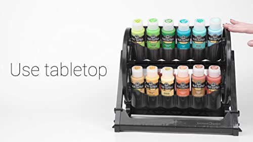 Plaid Rotational Organizer Storage Container That Stores 24 Standard 2 fl oz Bottles of Acrylic Paint for DIY Arts and Crafts, 31100, Black Plaid