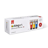 KINGART 500-48 PRO Artist Quality 48 Pc. Acrylic Paint Set, 22ml (0.74oz) Tubes, Set of 48 Unique, Highly Pigmented Colors KINGART