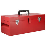 URREA Storage Box - Heavy Duty 20" x 7" x 7" Metal Tool Box with Chrome Plated Metallic Latch & Durable PVC Handle - D5 Urrea