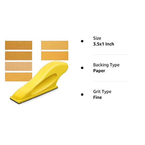 BBTO Micro Sander Kit 3.5x1 Inch Mini for Small Projects, Detail Handle Sanding Tools, 120 Sheets Sandpaper Wood P80, P120, P180, P240, P400, P600 BBTO