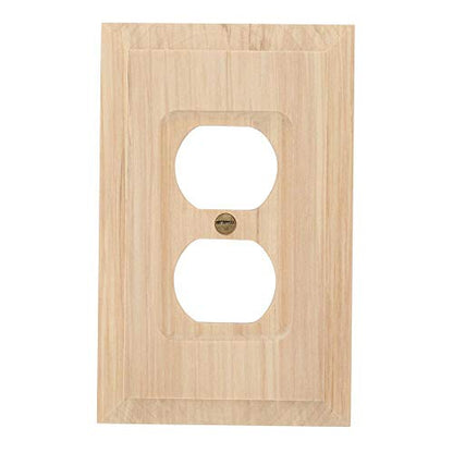 Hampton Bay Wood 1 Duplex Outlet Plate - Unfinished