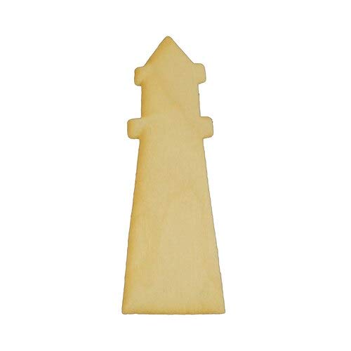 Package of 10, Small 1.5" X 4" 1/4" Baltic Birch Plywood Lighthouse Wood Cutout for Nautical Themed Parties, Events, Made in USA - WoodArtSupply