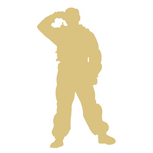 Army Soldier Cutout Unfinished Wood Warrior GI Fighter Infantry Military Combat MDF Shape Canvas Style 2 Diverse Woodworking
