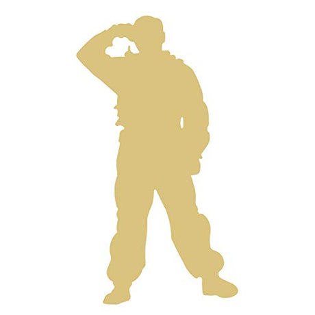 Army Soldier Cutout Unfinished Wood Warrior GI Fighter Infantry Military Combat MDF Shape Canvas Style 2 Diverse Woodworking