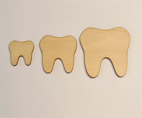 Set of 15 DIY Unfinished Tooth Shape,Tooth Wood Blanks Wooden Tooth Cutout,Wood Shape for Craft Embellishments(2'', Without Hole) RUIXUAN