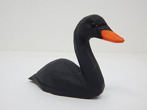Selsela Black Swan Figurine Bird Animal Decor Art Small Goose Statue Gift Carving Miniature Sculpture Selsela