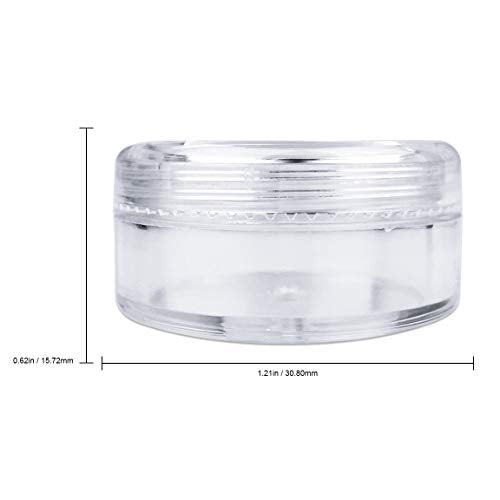 50 New Empty 5 Grams Acrylic Clear Round Jars - BPA Free Containers for Cosmetic, Lotion, Cream, Makeup, Bead, Eye shadow, Rhinestone, Samples, Pot, - WoodArtSupply