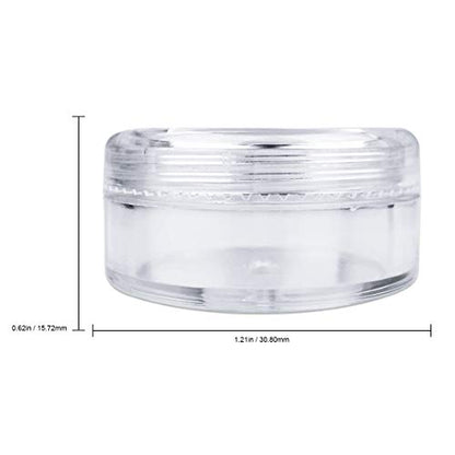 50 New Empty 5 Grams Acrylic Clear Round Jars - BPA Free Containers for Cosmetic, Lotion, Cream, Makeup, Bead, Eye shadow, Rhinestone, Samples, Pot, - WoodArtSupply