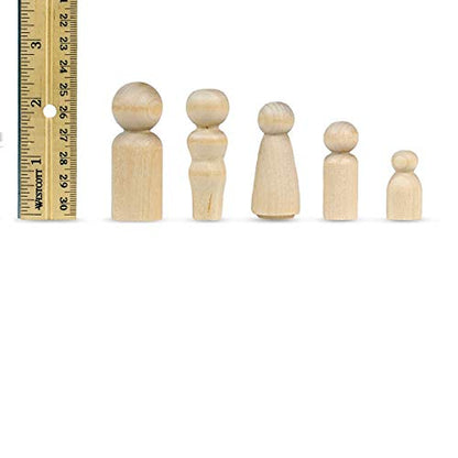 Hygloss Products Wood Peg Dolls – Craft Paintable Birchwood Doll People – Assorted Family, 10 Pieces (8560)