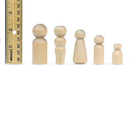 Hygloss Products Wood Peg Dolls – Craft Paintable Birchwood Doll People – Assorted Family, 10 Pieces (8560) Hygloss