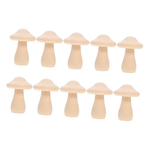 Yardwe 10pcs Wooden Mushroom Paint on peg Doll Wooden peg Mini Mushroom Model Centerpiece Table Decorations Wood Mushroom Figures Unfinished Wood Yardwe