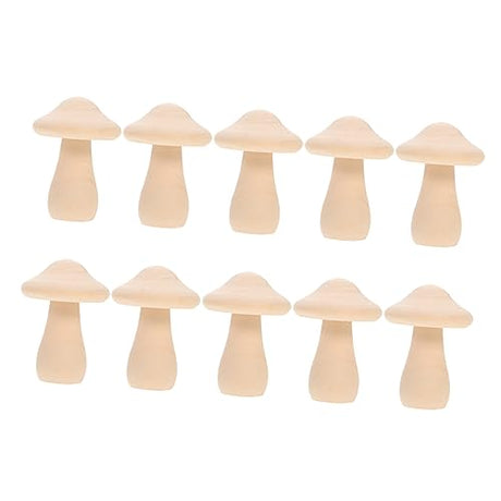 Yardwe 10pcs Wooden Mushroom Paint on peg Doll Wooden peg Mini Mushroom Model Centerpiece Table Decorations Wood Mushroom Figures Unfinished Wood Yardwe