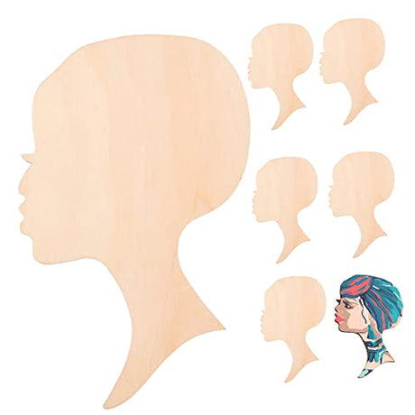 ADOCARN 10pcs Painting Wood Chips Wood Painting Crafts Doll Heads for Crafts African Girl Wooden Slices Wood Head Cutout Crafts for Women Girl Crafts ADOCARN