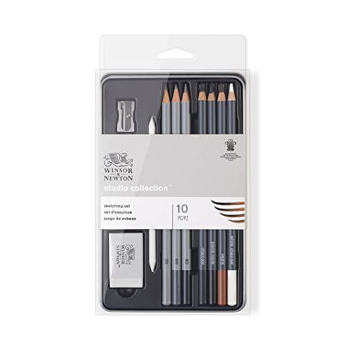 Winsor & Newton 6 Pack Studio Collection™ 10 Piece Sketching Pencil Tin Set - WoodArtSupply