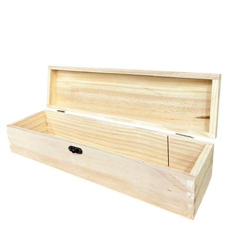 DD-life Unfinished Wood Craft Box Unfinished Wood with Clasp Unpainted Rectangle DIY Artist Tool Brush Storage Case for Crafts,Gift Box, Jewelry Box, DD-life