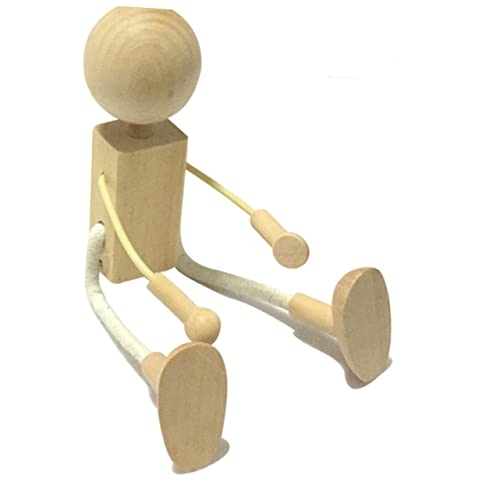 COHEALI 5pcs Toddler Dolls Unpainted Peg Doll Robot Blocks Kids Unfinished Wooden Figures Peg Dolls Painting Supplies for Kids Wooden Animal Shape COHEALI