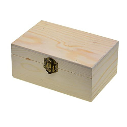 barenx 1 Piece Unfinished Pine Wood Box with Hinges And Front Lock - WoodArtSupply