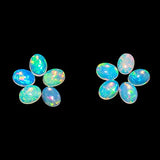 5pcs, 100% Real Ultra Fire Ethiopian Opal Oval Cabochon Natural Gemstone, Opal Rock Crystals, DIY-Crafts Jewelry Making Loose Supply, Chakra Healing QNAVIC