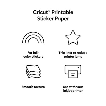  Cricut Printable Sticker Paper - US Letter Size, (8.5in x  11in), Sticker Paper for Printer, Compatible with Cricut Maker, Explore, &  Joy Xtra, Craft Stickers for Notebooks, Gift Tags, & More (