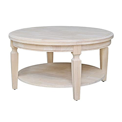 IC International Concepts Vista Round Unfinished Coffee Table - WoodArtSupply