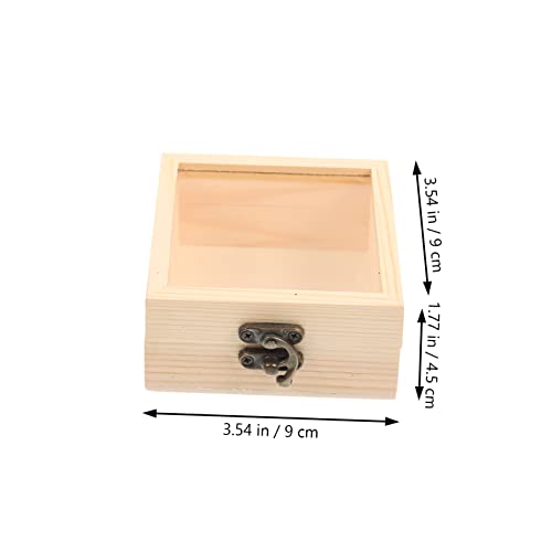COHEALI 2pcs Box Wooden Storage Box Unfinished Wood Jewelry Wooden Case Wooden Berry Baskets Wooden Storage Crates Candy Rings Wood Decor Work Desk COHEALI