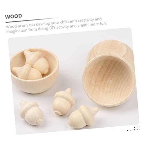 Vaguelly 30pcs Woody Acorn Christmas Doll Wood Bowl Christmas Tree Tiny Acorns Decor Woodpecker Doll Wooden Bowls for Food Unfinished Wooden Acorn Vaguelly