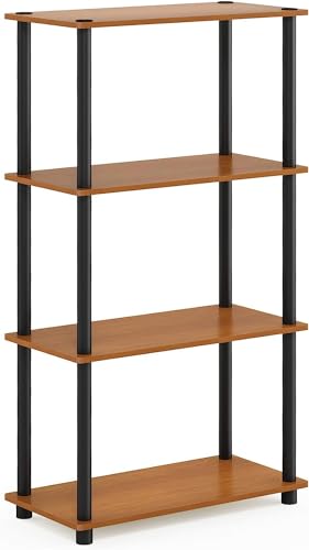 Furinno 4-Tier Multipurpose Display Rack in Light Cherry/Black - WoodArtSupply