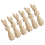ABOOFAN Unfinished Wooden Peg Doll 6pcs Blank Wooden Peg People with Bunny Ears Mini Unpainted Wooden Figures for DIY Art Craft Painting ABOOFAN